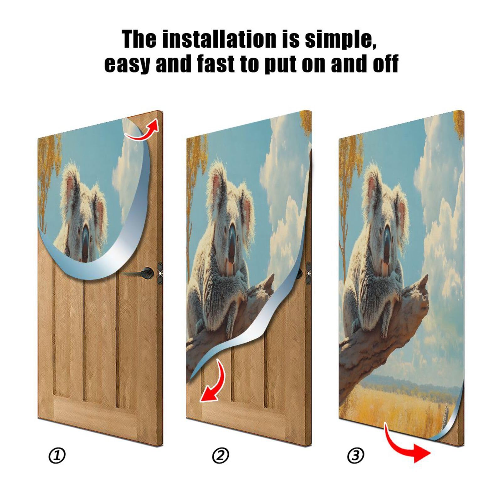 FLildon Wild Branch Koala Door Cover Decoration, Party Accessory Porch Decor for Festive Ornament Room Door Covers 35 x 79 Inch