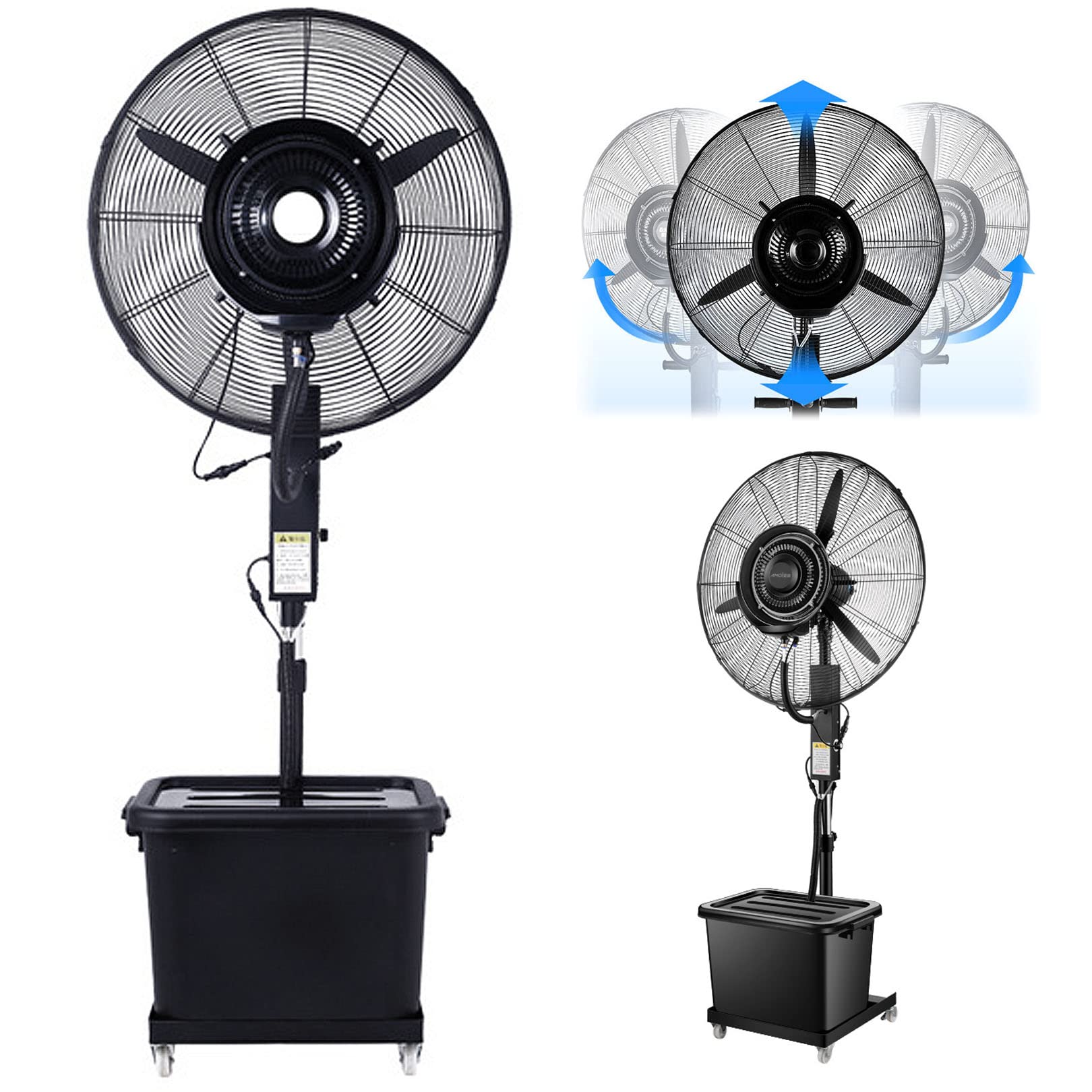 JKJZSALJ Floor Fan,Outdoor Misting Pedestal Fan With 3 Cooling Speeds,Mist Spray Kit,90°Oscillation,Adjustable Height For Patio Cooling,71cm/28in