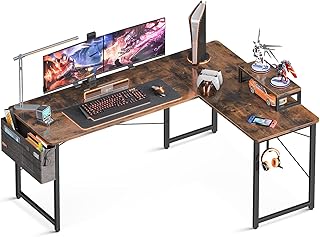 ODK l字デスク パソコンデスク ゲーミングデスク L字型 幅146cm×奥行120cm pcデスク デスク 机 収納袋付き desk オフィスデスク 書斎 在宅勤務 組立簡単 ビンテージ