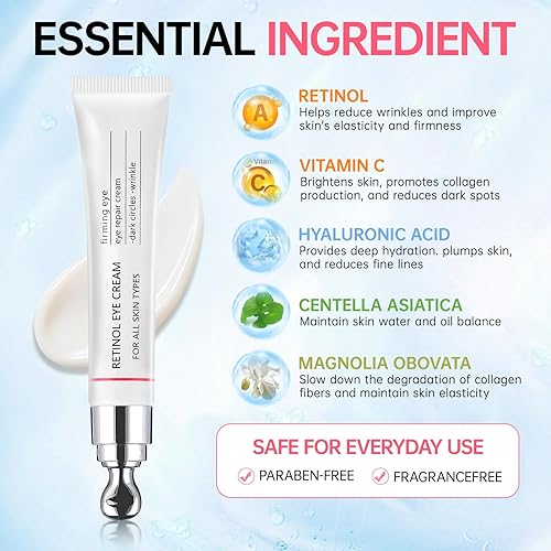 Miniatura 5 de Reducción instantánea de bolsas de ojos crema de ojos con retinol ojeras, alivia las ojeras y la hinchazón, crema para ojos juveniles arrugas