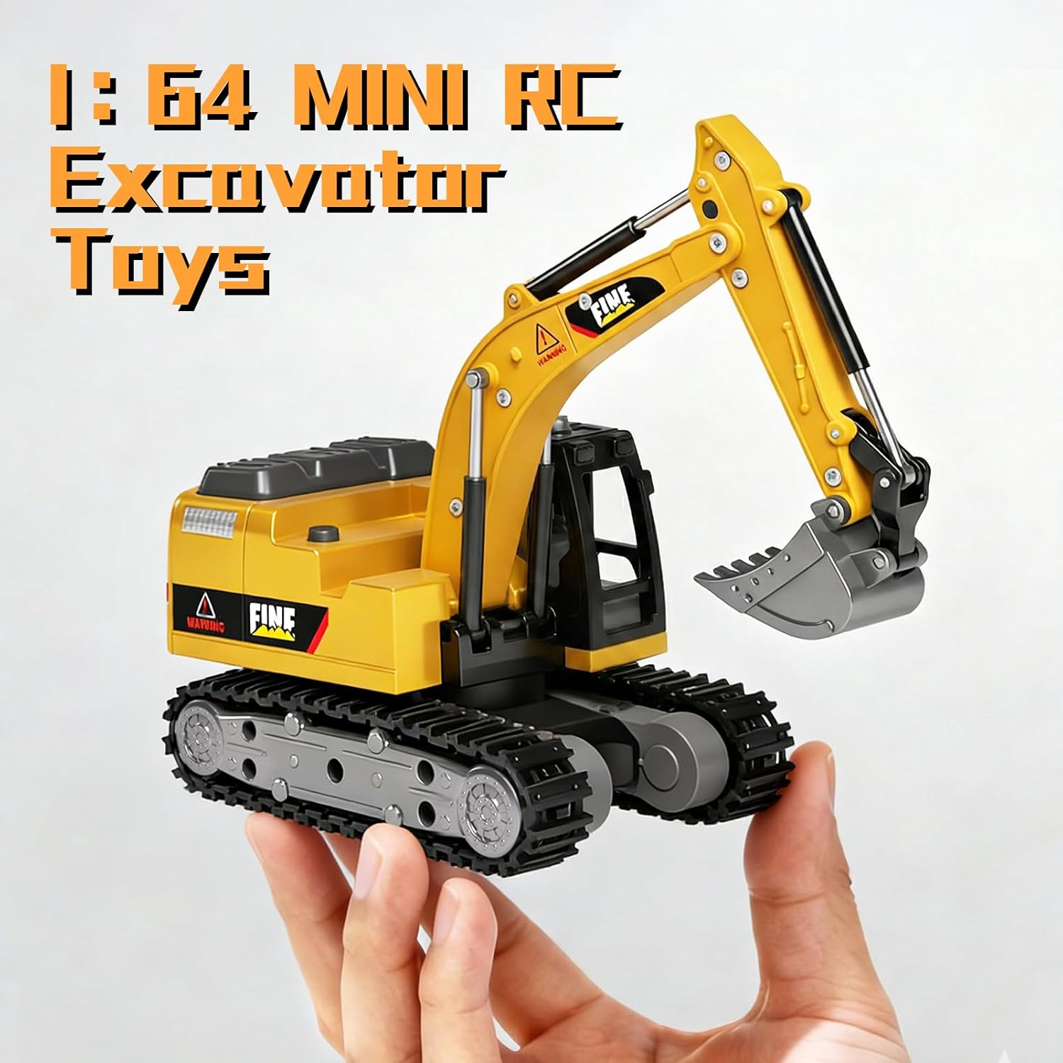 1/64 MINI RC Excavator with Play Sand Box Set,Portable Indoor & Outdoor Construction Truck，Desktop Toy with Lights & Sounds,Gift for Boys Kids 6+ & Adults