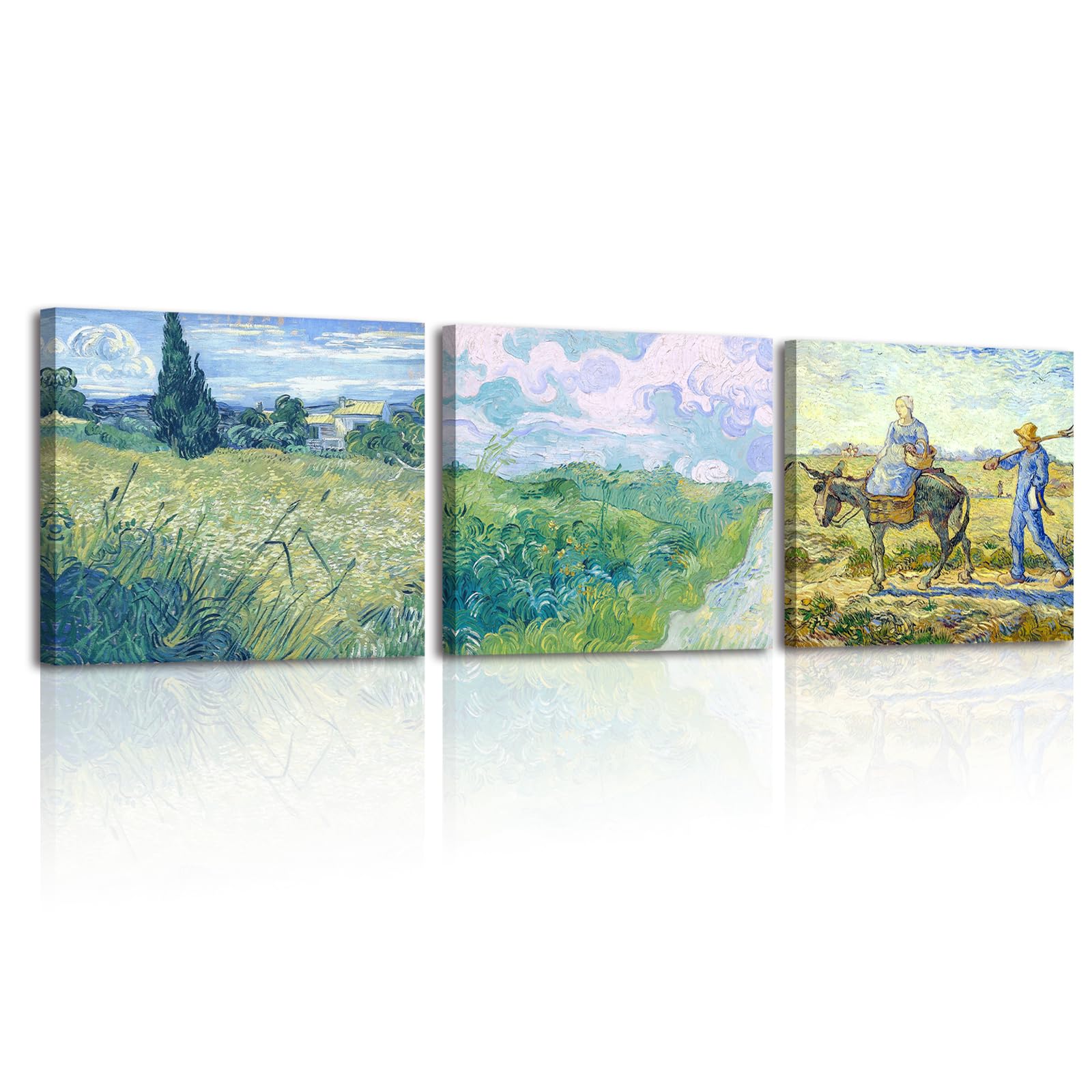 Tableau Van Gogh 3 pièces 30x30 cm impression sur toile champêtre