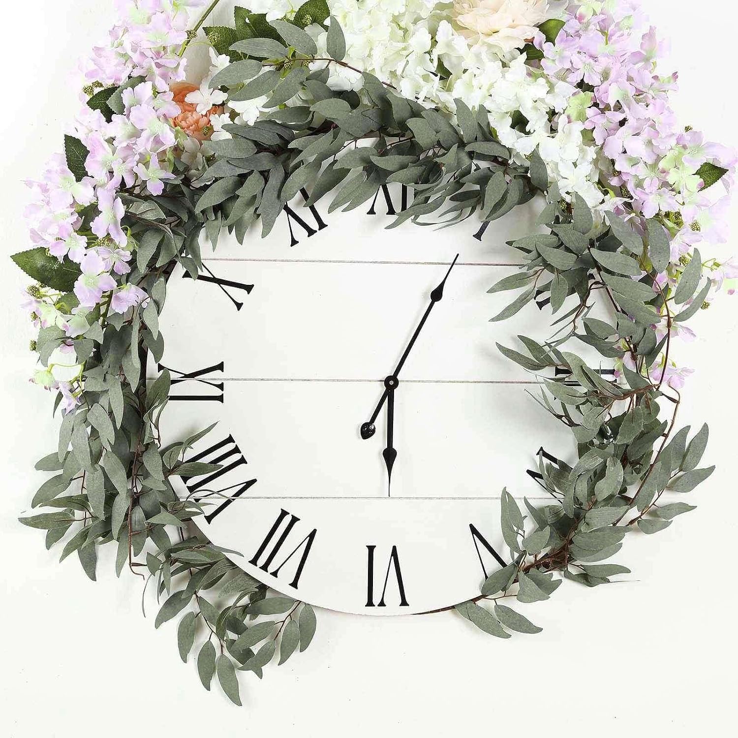 Efavormart 5-Foot Frosted Green Willow Leaves Artificial Garland, Ethereal Sage Greenery Vine for Boho Weddings, Winter Decor and Mantels