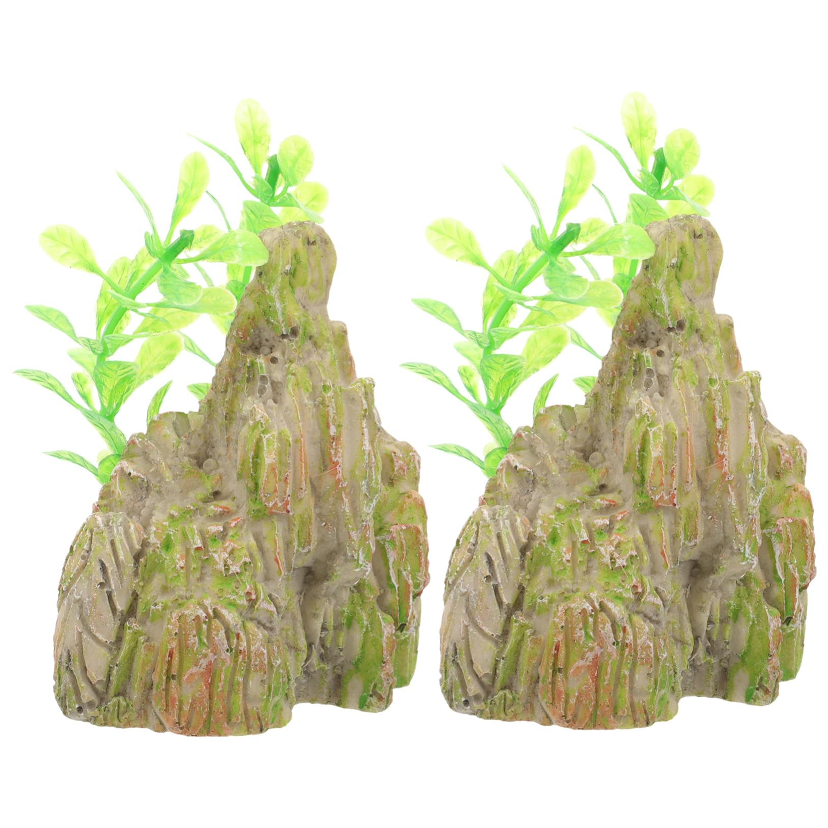 BESPORTBLE 4 Juegos Pecera Rocalla Paisajismo Planta Roca del Acuario Agua Equipo Decoración Pecera Adornos Pecera Decoraciones De Peceras Cueva De Piel De Pescado Resina 2 Piezas * 4