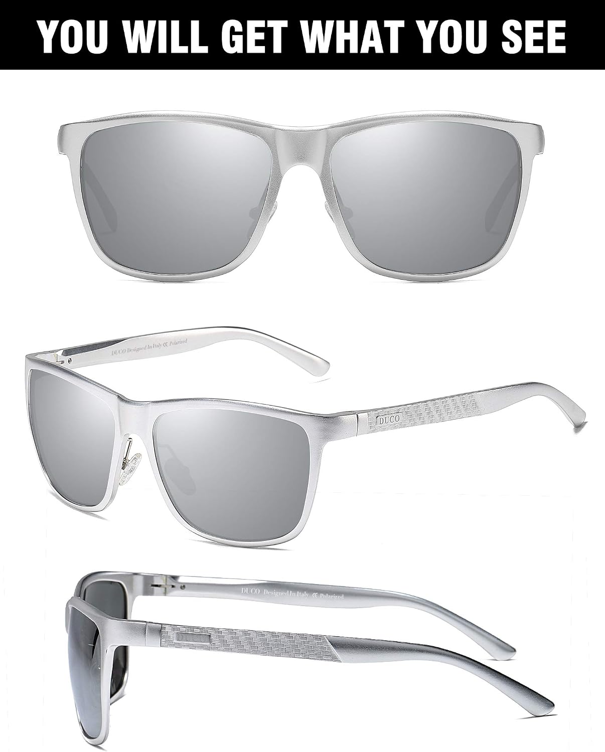 DUCO Men's Sports Polarized Al-Mg Metal Frame Sunglasses UV Protection Sunglasses for Men 8200