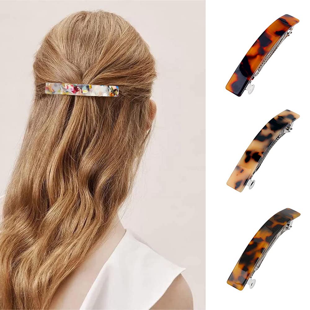 Amazon.com : 6 Pcs Tortoise Shell Hair Barrettes, Flat Hair Clips
