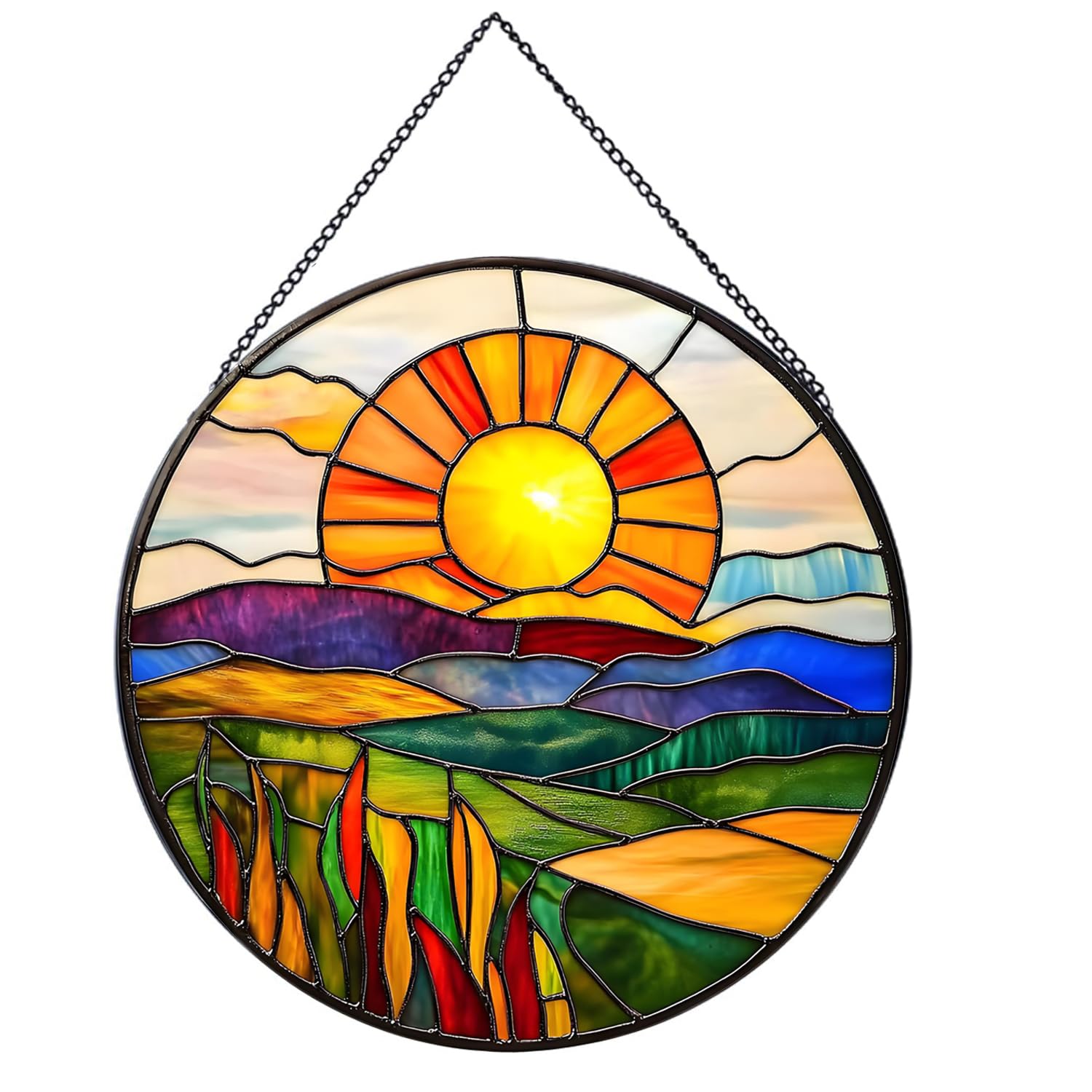 Vitrail suspendu lever du soleil 20 cm, attrape-soleil jardin et fenêtre décoratif