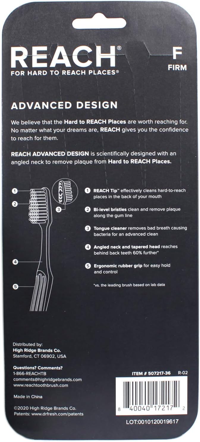 REACH Advanced Design Adult Toothbrush, Firm, 7 Count