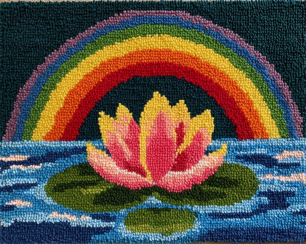 FWRTYCB DIY Latch Hook Rug Kit Lily Under a Rainbow