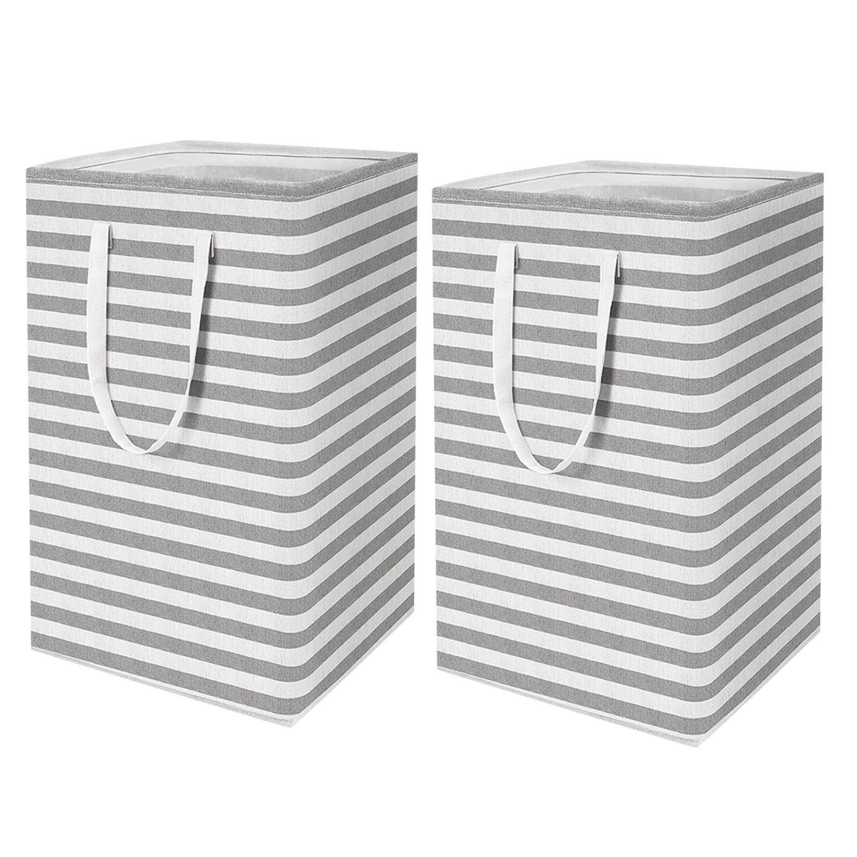 Collapsible Laundry Baskets 2-Pack 75L Large Freestanding Waterproof Laundry Baskets with Easy Carry Handle Tall Foldable Dirty Clothes