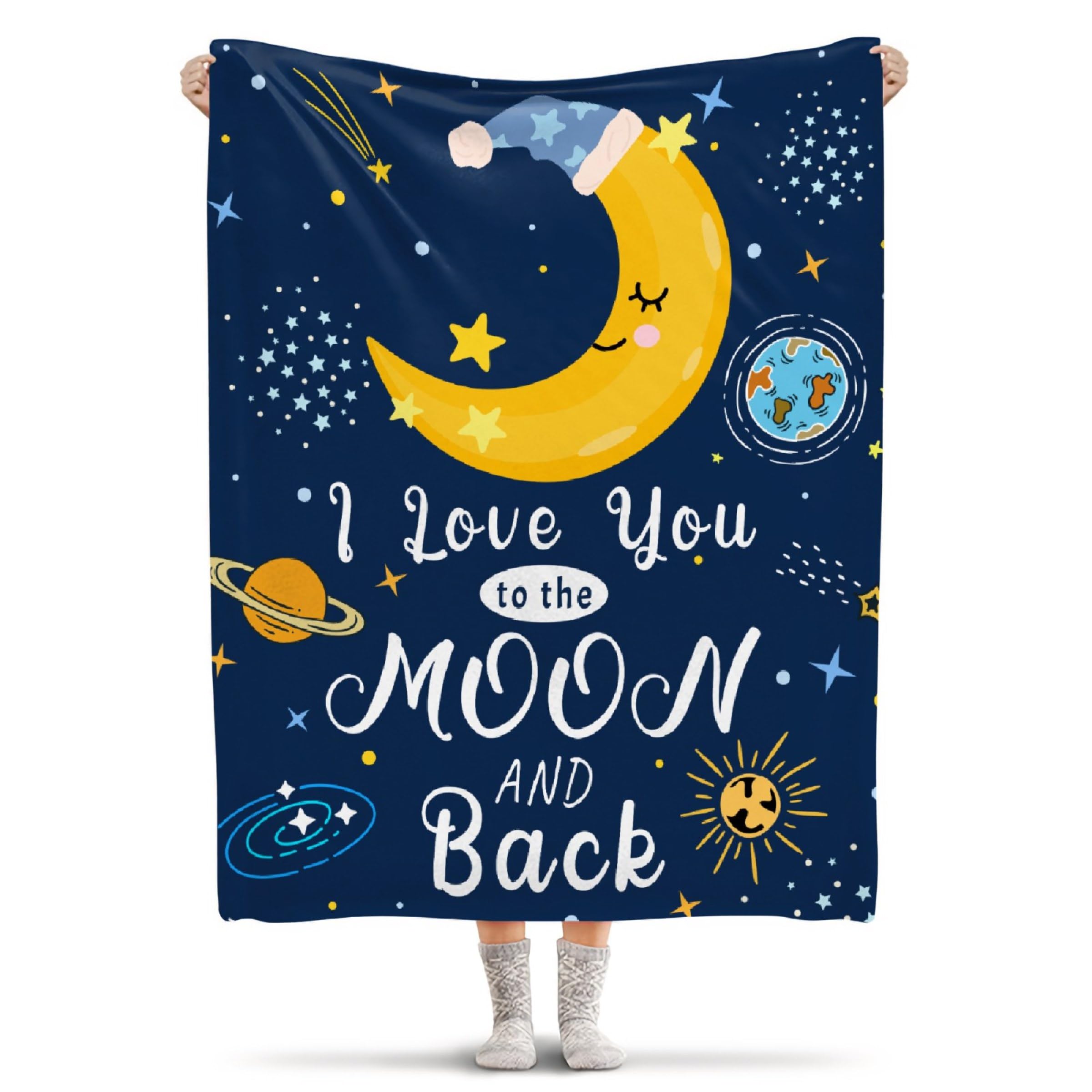 Avalokitesvara I Love You to The Moon and Back Blanket Gifts for Women Girls Boys, I Love You to The Moon and Back Super Soft Flannel Blanket for Bed Couch Sofa 60x50 Inch for Teen Blanket