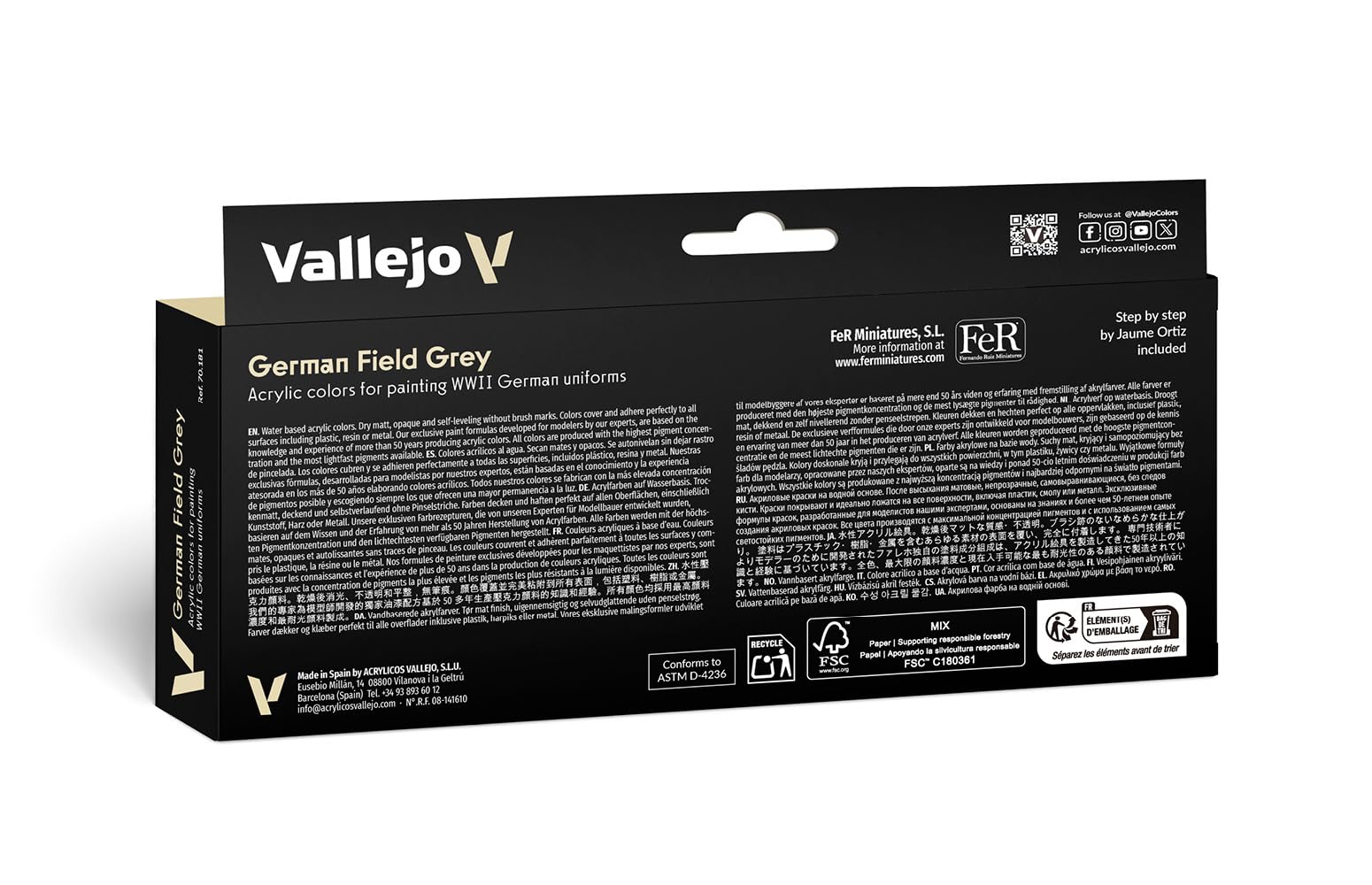 Vallejo Model Color Peinture Acrylique German Field Grey Mat, 18 ml, Autonivelante et Système BSL pour Modélisme et Figurines