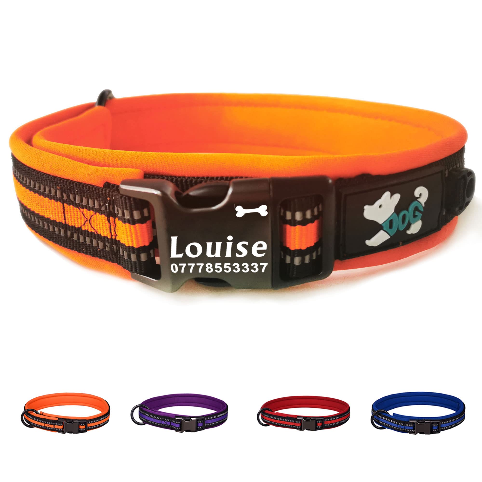 Personalised Dog Collar Adjustable Reflective Dog Collars Engraved Dog ID Tag Collar Custom Nylon Puppy Collars with Name & Phone Number for Small Medium Large Dogs (XS, Orange) โ image 1