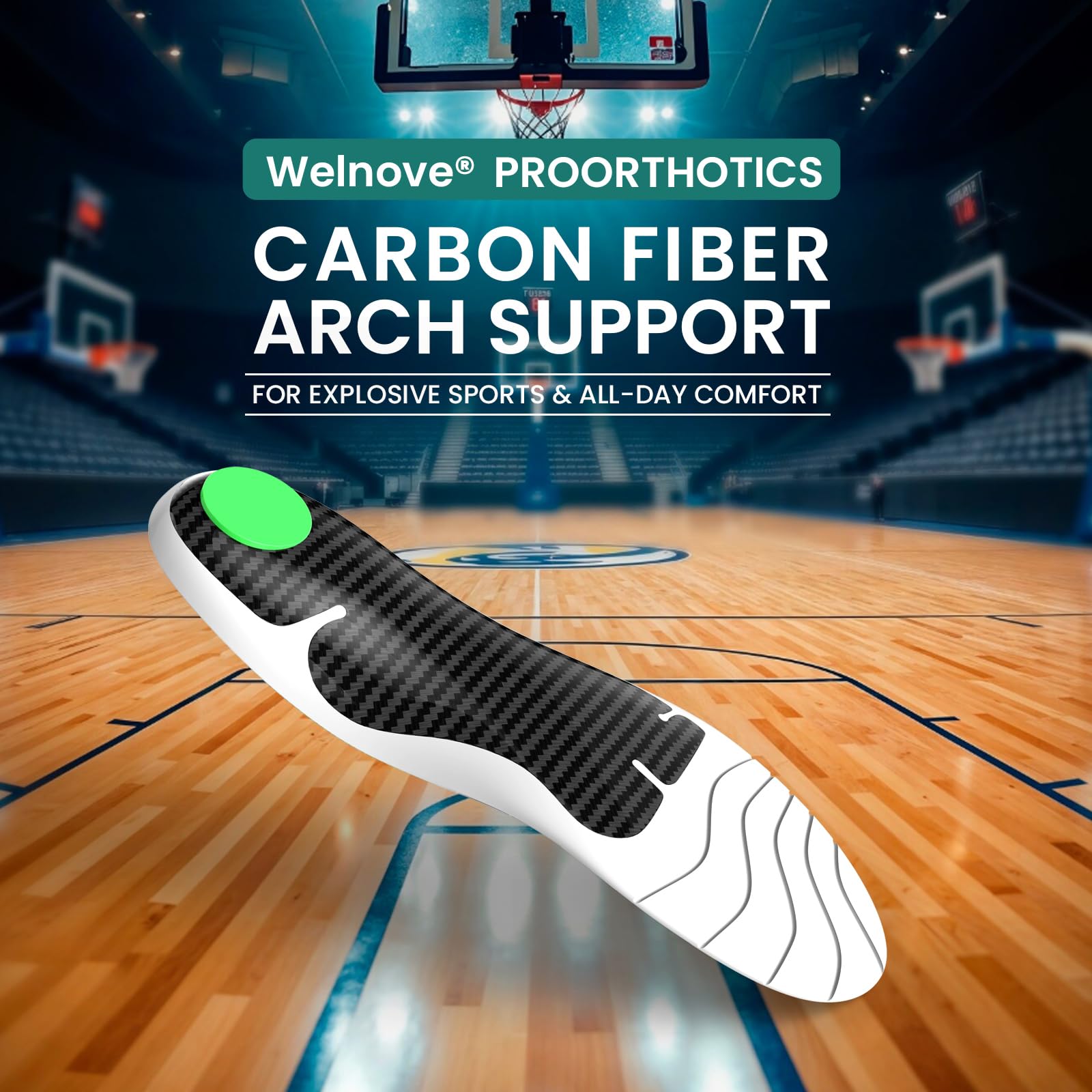 Insoles de fibra de carbono Performance Sports Insoles para correr, baloncesto, atletismo, absorción de impactos extra en la nube, peso ligero, soporte para arco, insertos ortoticos para botas o
