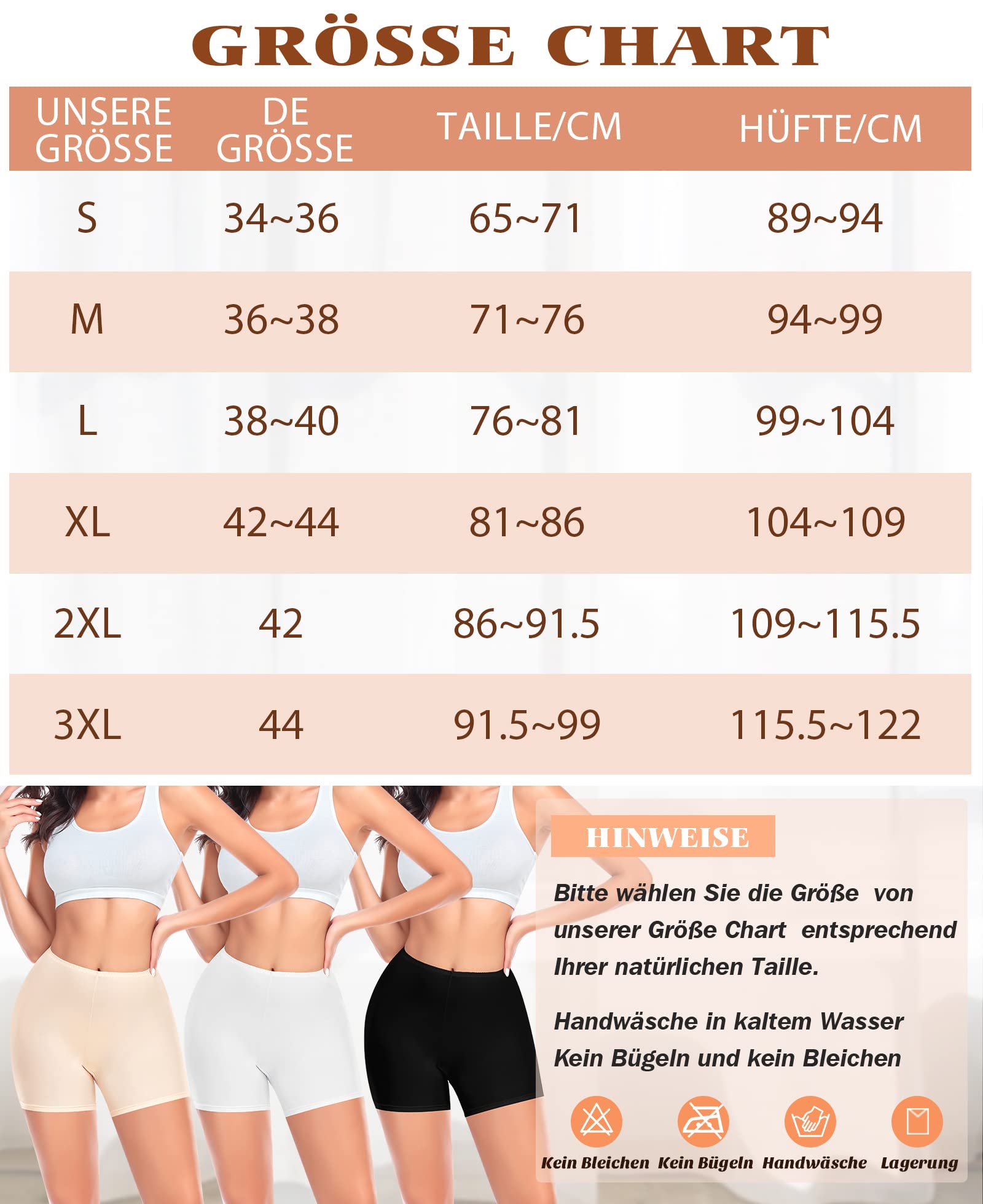 YARRCO Damen Unterhose Kurz Hose Unter Rock Kleid Nahtlos Slipshort Anti Chafing Boxershorts Kurz Leggings Radlerhose (Beige, XL)