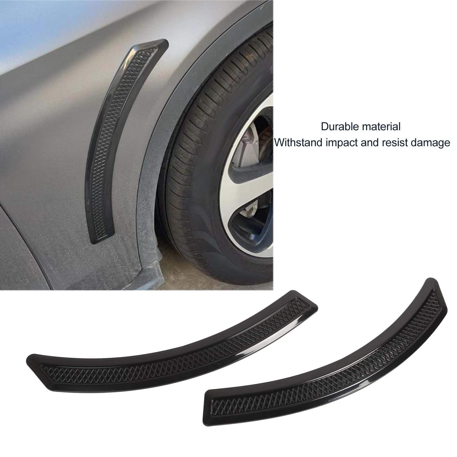 Rivestimento Svasato Passaruota 2 Pezzi Adesivo Universale Anti-collisione Protezione Auto Nero