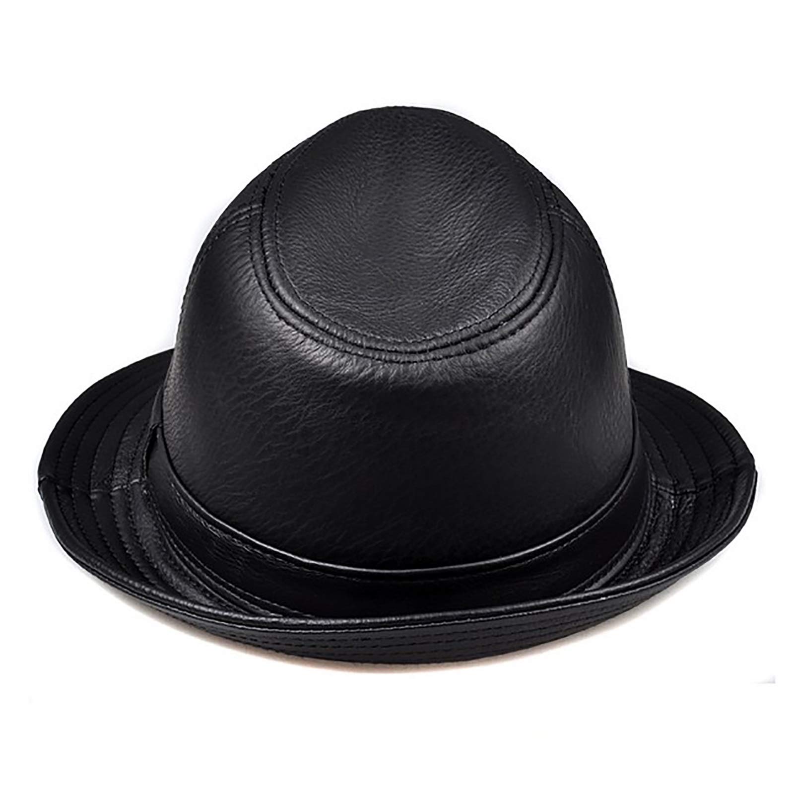 Sombreros de invierno, cuero para hombre Sombrero de jazz Gentleman Hats Cowhide Short Brim Cowboy Party Bowler Fedora Trilby Hat