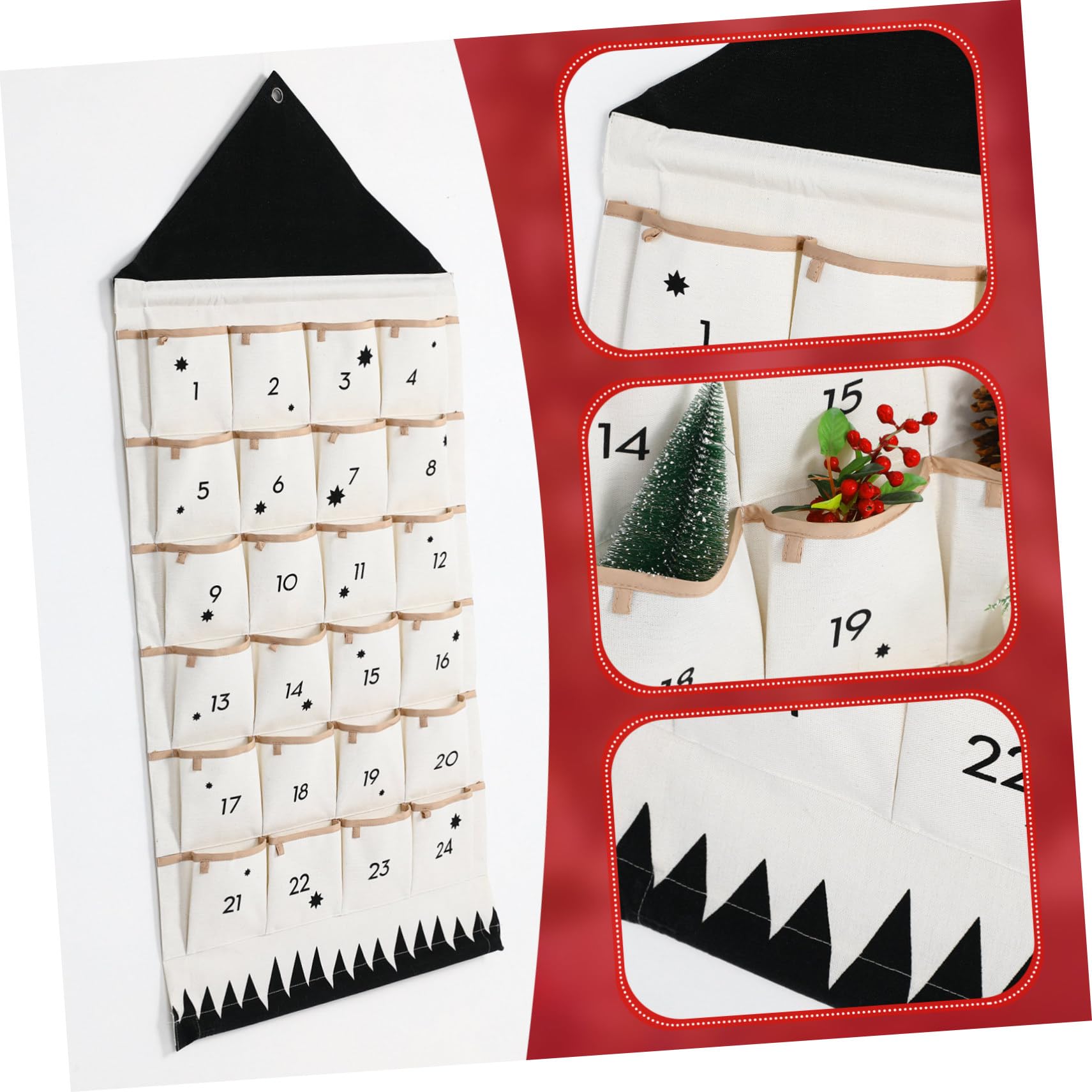 Calendario Avvento Natalizio Da Appendere in Cotone Con Multiple Per Decorazione Parete e Organizzazione Oggetti Small Sacco Stoccaggio Multiuso Per Festa Di Natale