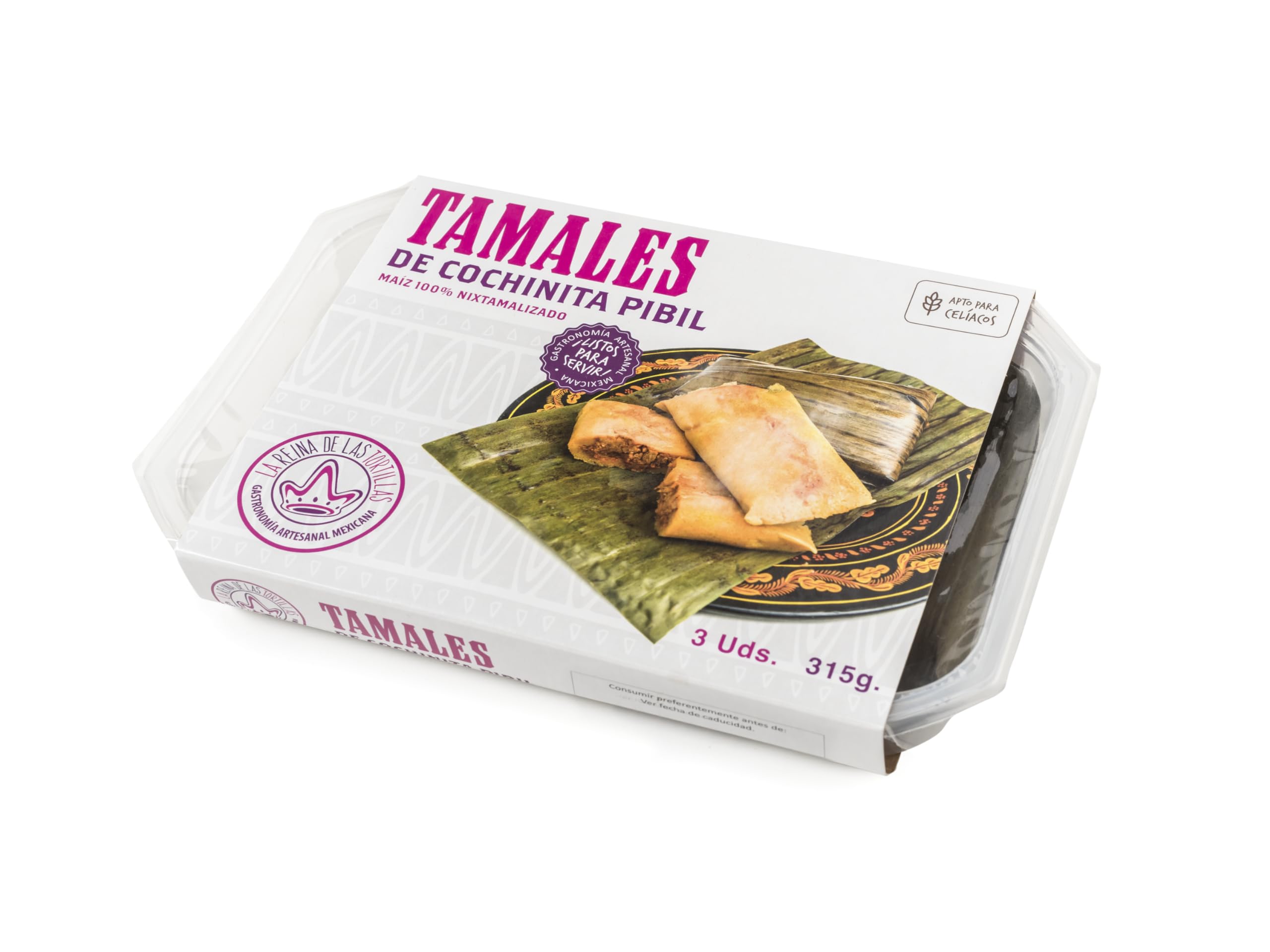 La Reina de las Tortillas - Pack 6 - Pork Tamales in Green Sauce 3pcs + Cochinita Pibil Tamales 3pcs + Rajas Tamales with Cheese 3pcs - European Leader in Mexican Artisan Gastronomy