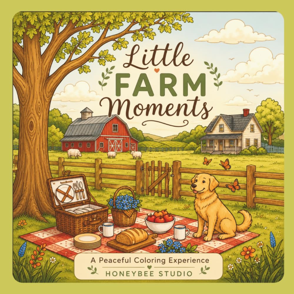 Little Farm Moments: A Cozy Farm Life Coloring Book for Adults, Teens & Kids, Cute coloring book, farm animals, countryside, relaxing coloring book, ... stress relief, wholesome scenes, country life