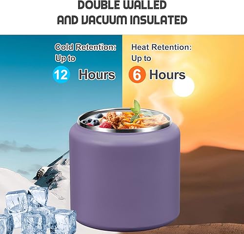 Miniatura 31 de Termo de sopa de 13.5 onzas para niños con tapa de hebilla, recipiente de comida aislado al vacío, boca ancha, a prueba de fugas, acero inoxidable