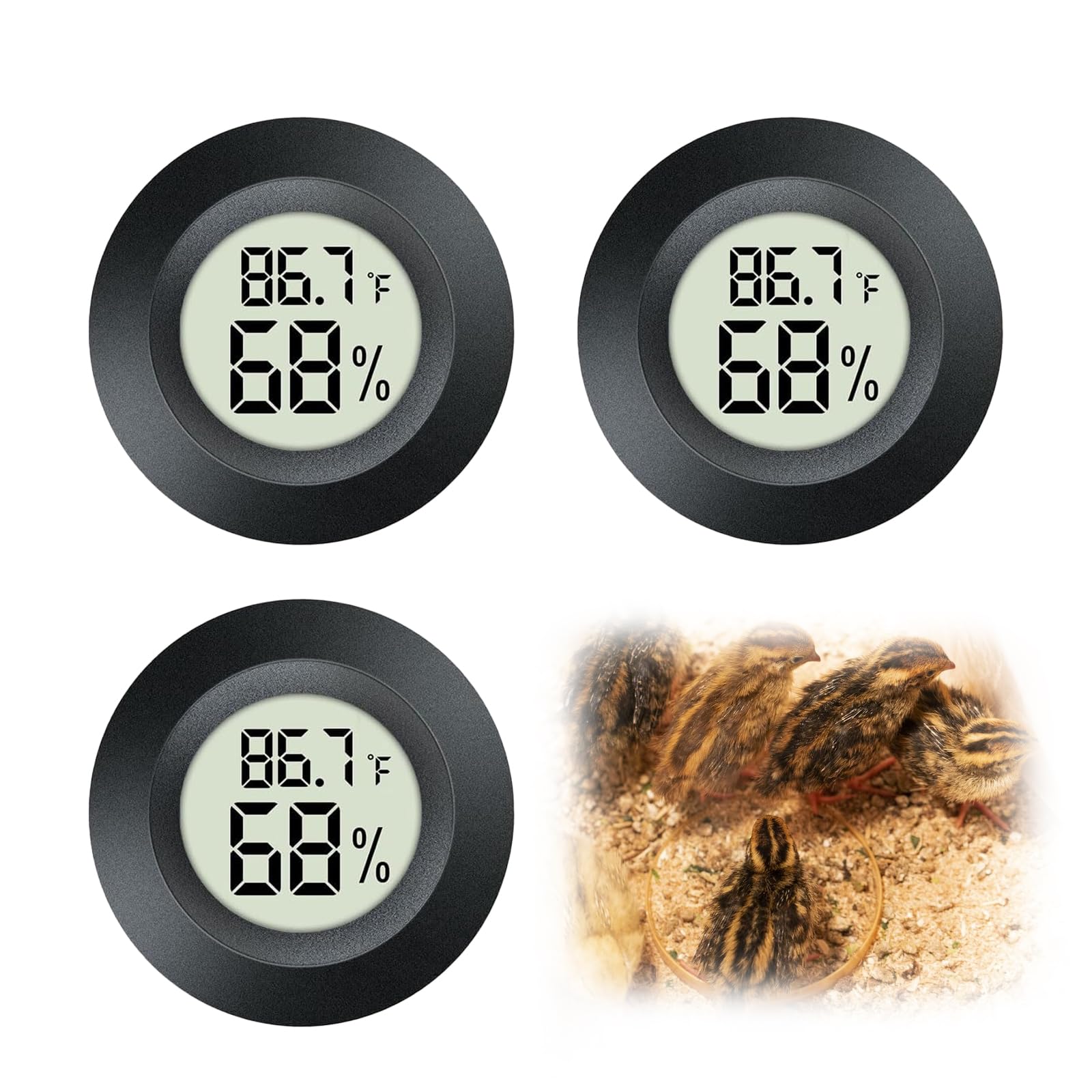 2 Pack Mini Hygrometer Thermometer Gauge Indoor/Outdoor Digital LCD