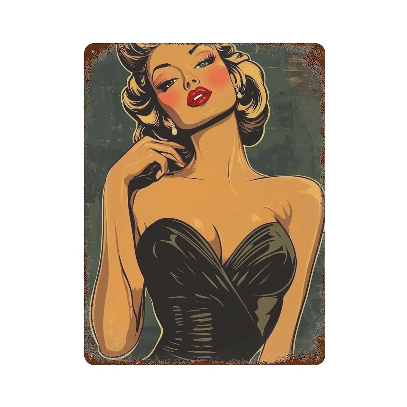 YHGERTKU Retro Lady 2 Wall Art Retro Iron Vintage Metal Tin Sign Poster Modern Decor for Living Rooms Gift 40x30cm