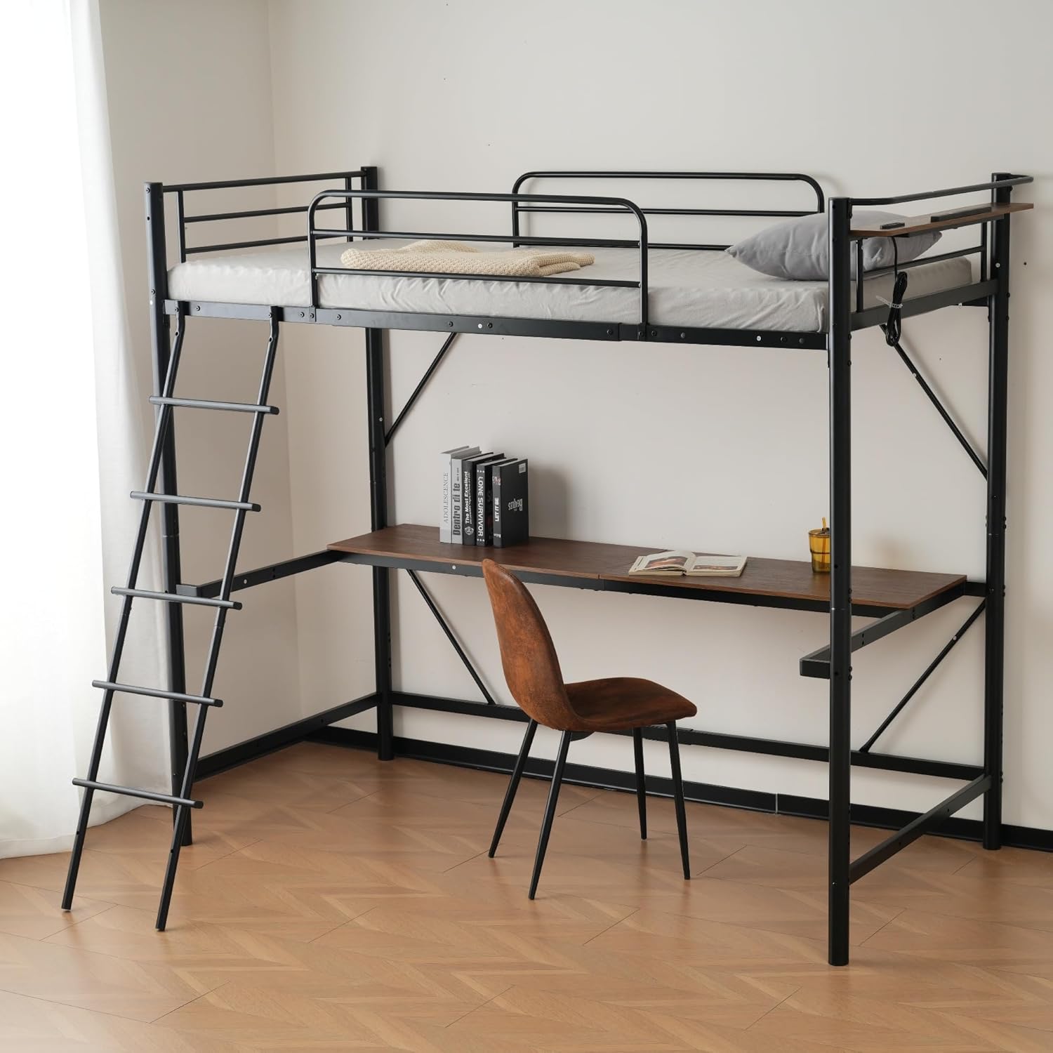 赤字価格!ロフトベッド シングル 手すり付階段 収納 北欧風 大人用 赤字価格!ロフトベッド シングル 手すり付階段 収納 北欧風 大人用