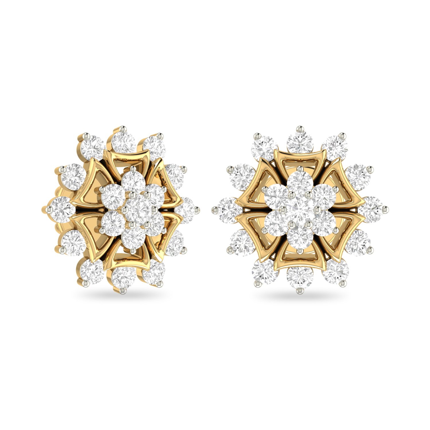 Aucent by PC Jeweller The Laylaa 18KT Yellow Gold and Diamond Earrings-image-22