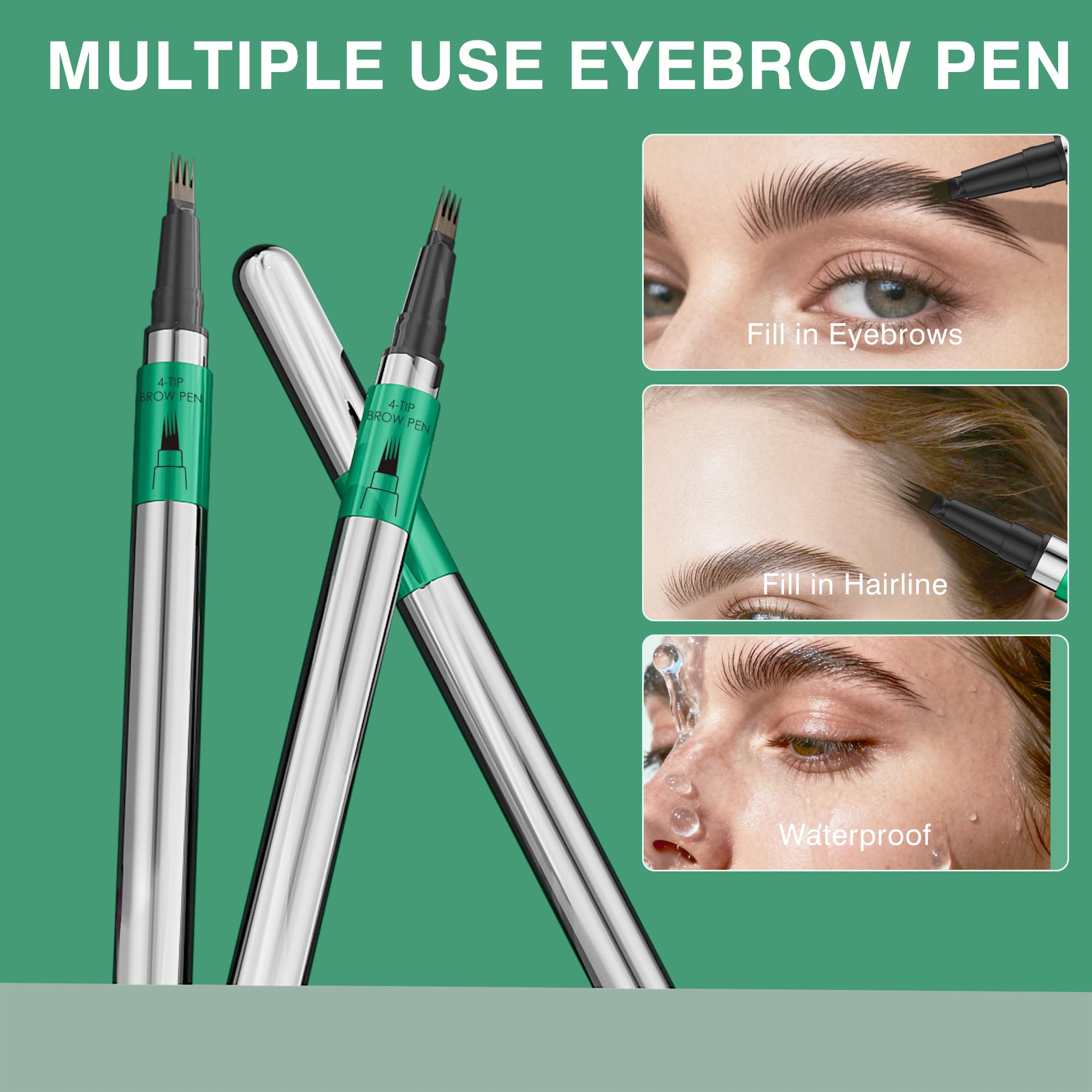 Penna Sopracciglia Effetto Pelo - Matita Sopracciglia Waterproof & No Transfer, Lunga Durata fino a 12H, Effetto Microblading Naturale, Cruelty-Free, Punta Sottile e Precisa (03 Dark Brown)