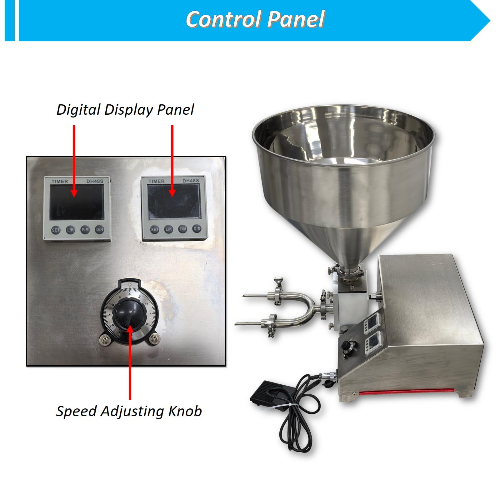 Yokoma Commercial Electric Cream Filling Machine 20L Automatic Stainless Steel Puff Cupcake Pastry Jam Filler with Single Double — view 6