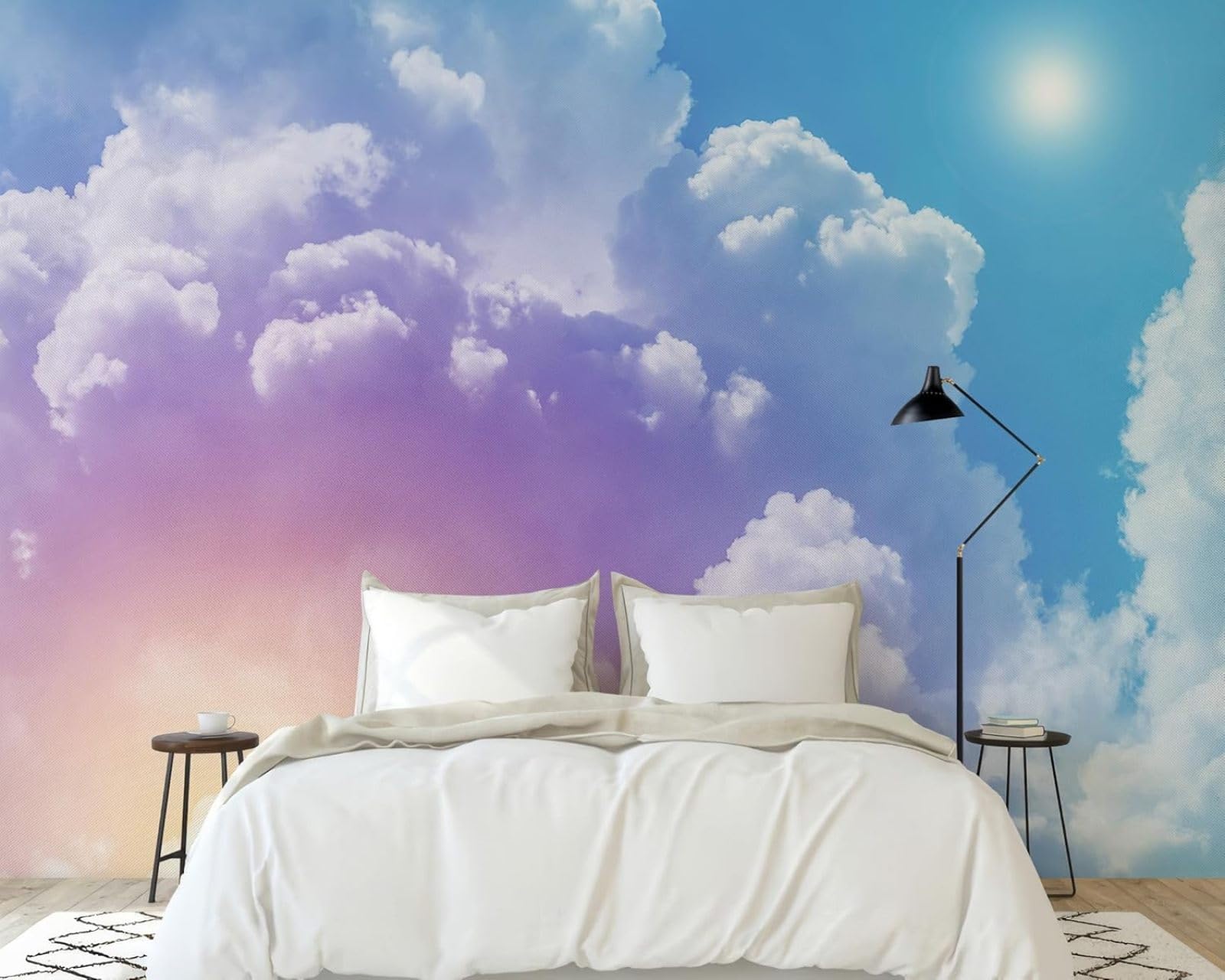 pdghsdkgjh Photo Wallpaper Pink Purple Blue Sky Clouds Sun Non-Woven Modern Living Room Bedroom Children's Room Wall Decoration Motif Wallpaper,250cmx175cm Stickers - Frameless Painting - Poster