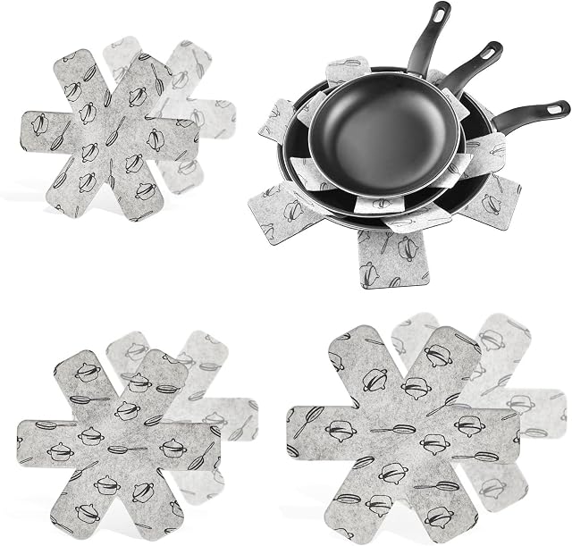 Set of 6 Pot and Pan Protectors 3 Different Sizes(38/36/26CM) Separators, Pans Separator Protector for Separating Pots and Pans