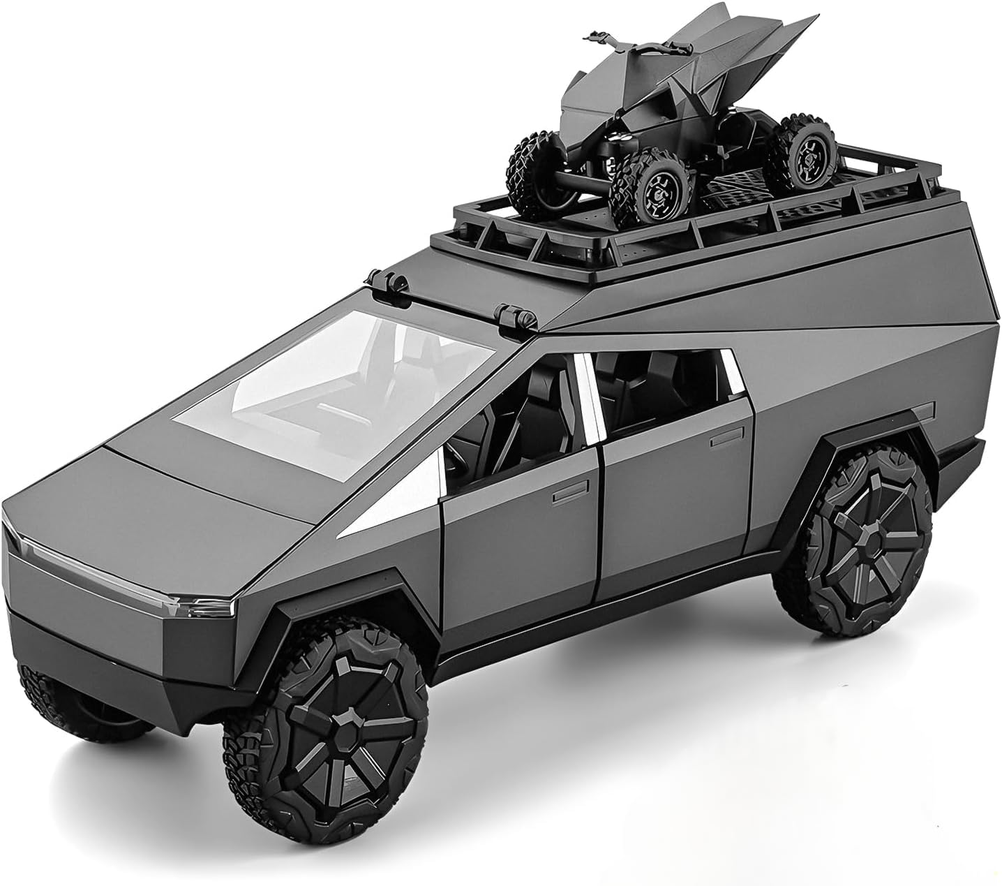 Minniq STORE 1:24 Tesla Cybertruck Camping RV Car Exclusive Alloy Pull Back Die-cast Car Diecast Metal Toy car with Openable Doors & Light Music Best Gifts Toys Kids (1:24 Tesla Camping RV -Black)