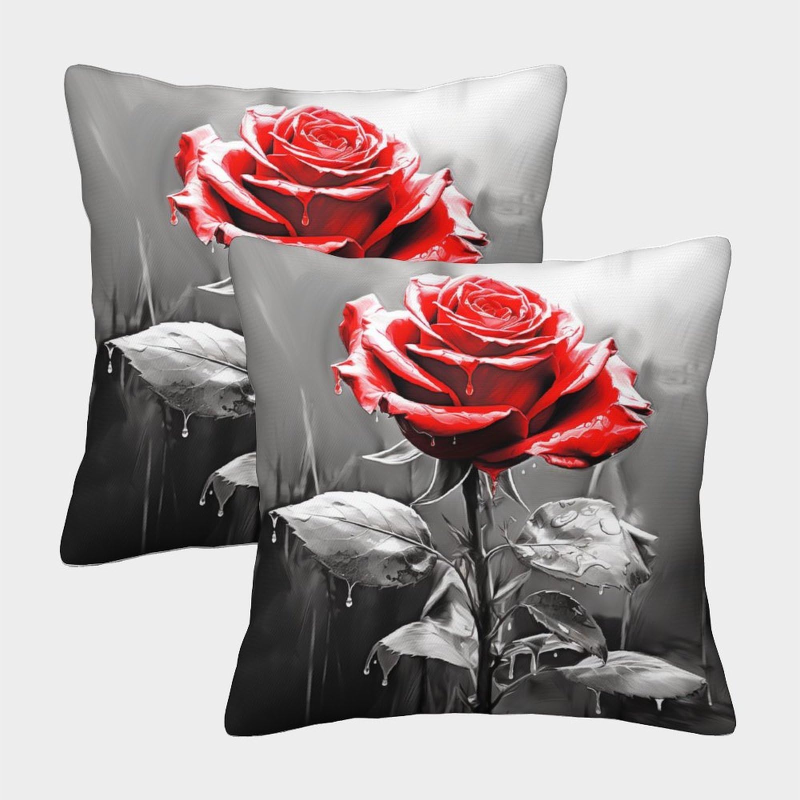 kaiyun 2 Pack 3D Pink Rose Cushion 3D Soft Touch Pillowcase,sofa Chair Home Furnishings 50x50cm