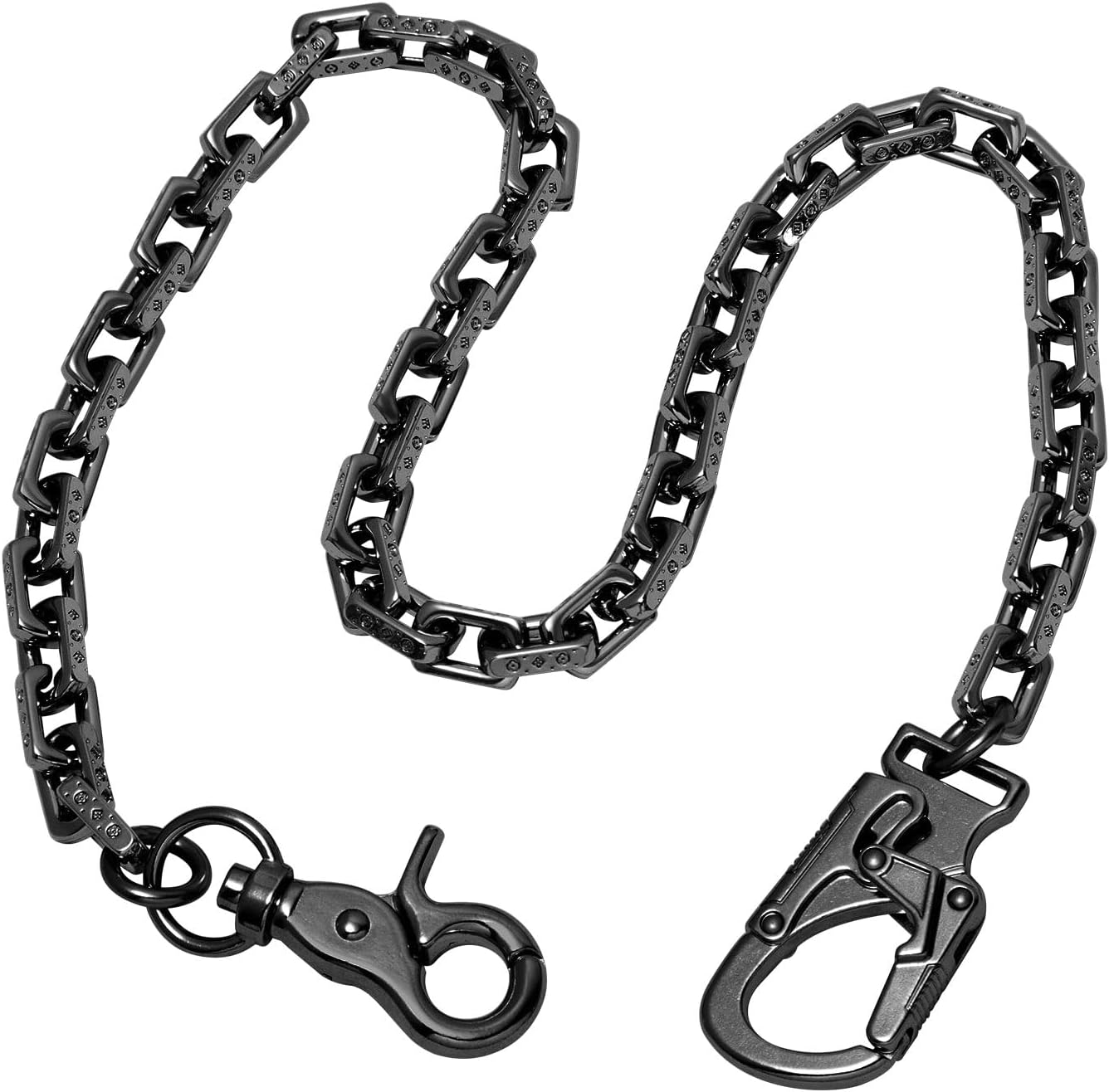 Ahiller 25" Long Wallet Chain for Men, Lightweight Stainless Steel Keychain with Alloy Double Lock Carabiner for Daily