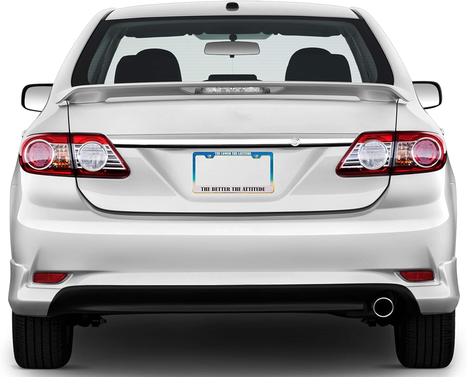 Printtoo Gold The Lower The Latitude The Better The Attitude Text Waterproof Vinyl Cut License Plate Frame Stainless Steel Frame-12 x 6 Inches