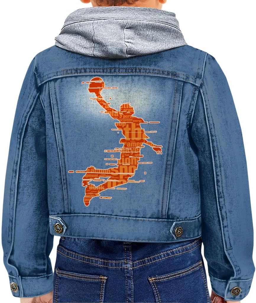 Basketball Player Toddler Hooded Denim Jacket - Basketball Themed Gifts - Gift for Boys