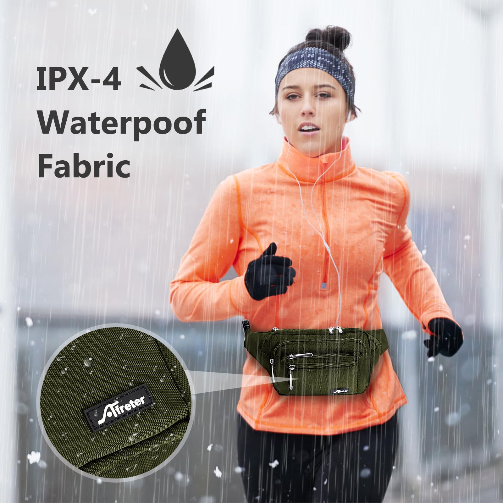 Riñonera para hombres y mujeres con correa ajustable para entrenamiento al aire libre, viajes, casual, correr, senderismo, ciclismo, Verde militar, Talla única, Moda