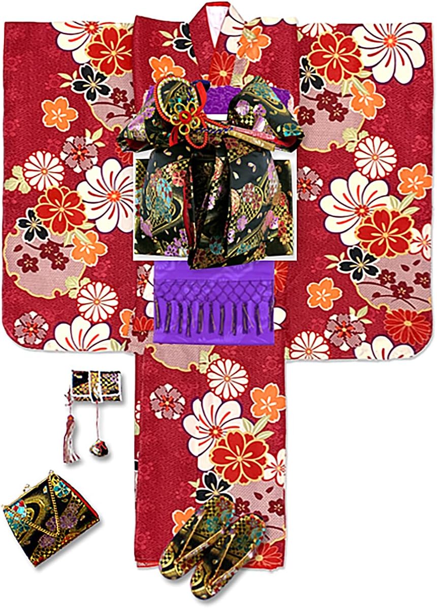 アンティーク 七五三 七歳 着物 フルセット 大正ロマン 作り帯 小物