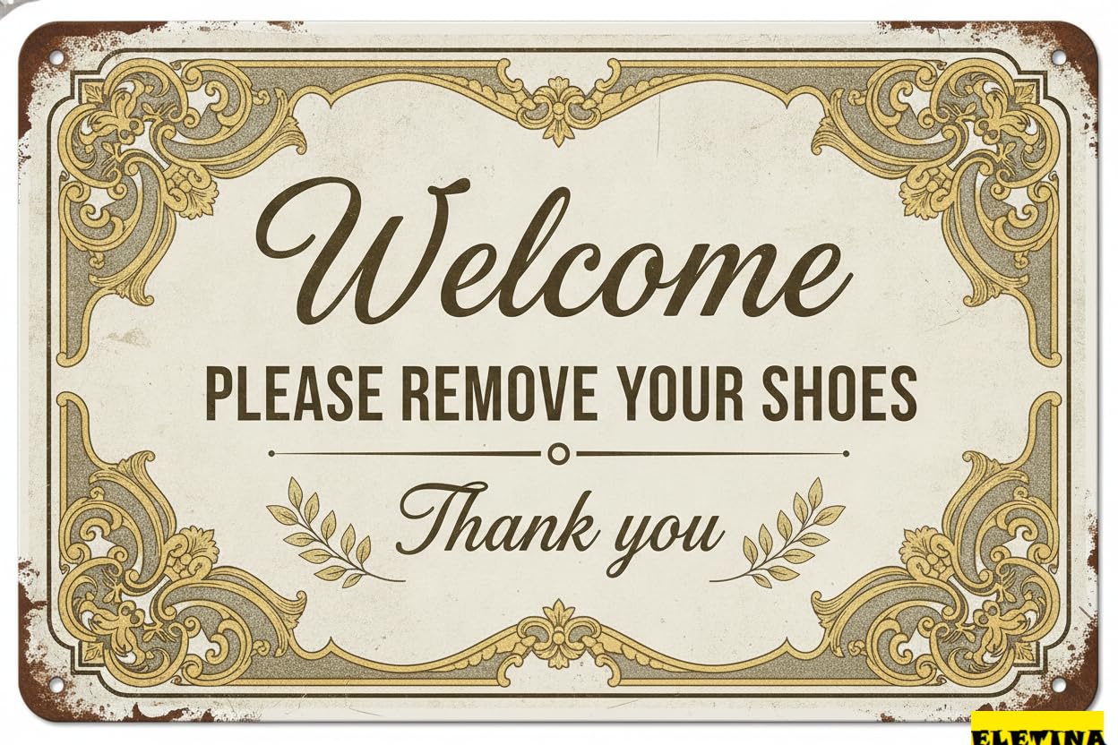 Personalized Sign for Man Cave Remove Shoes Welcome Metal 8x12in Polite Plaque Entryway Mudroom Wall Decor Private Property Decorative