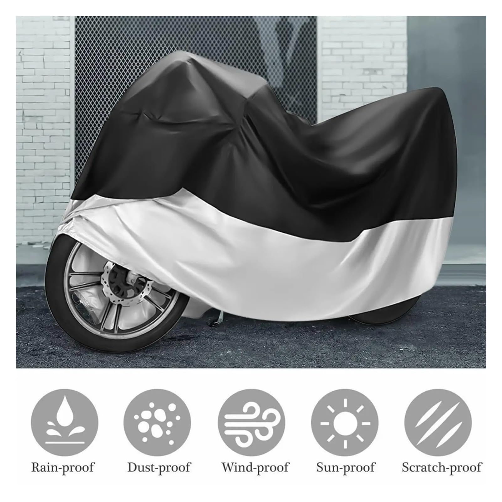 Funda para Moto Scooter para Cubierta Motocicleta Impermeable Al Aire Libre A Prueba Polvo Resistente Powersports Vehículo Refugio Scooter Protector(2.45 Meters Long)
