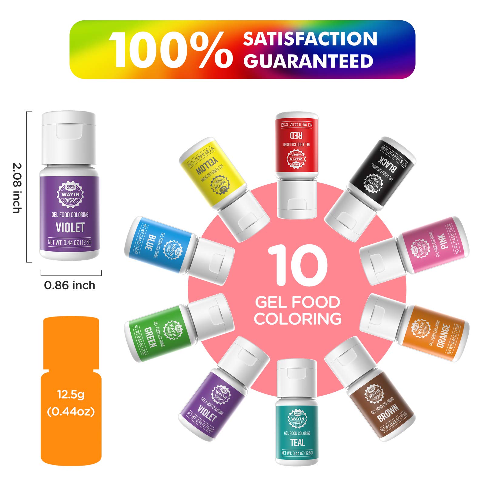 Gel Food Coloring 10x10ml Colors Set Wayin Gel Based Vibrant Food