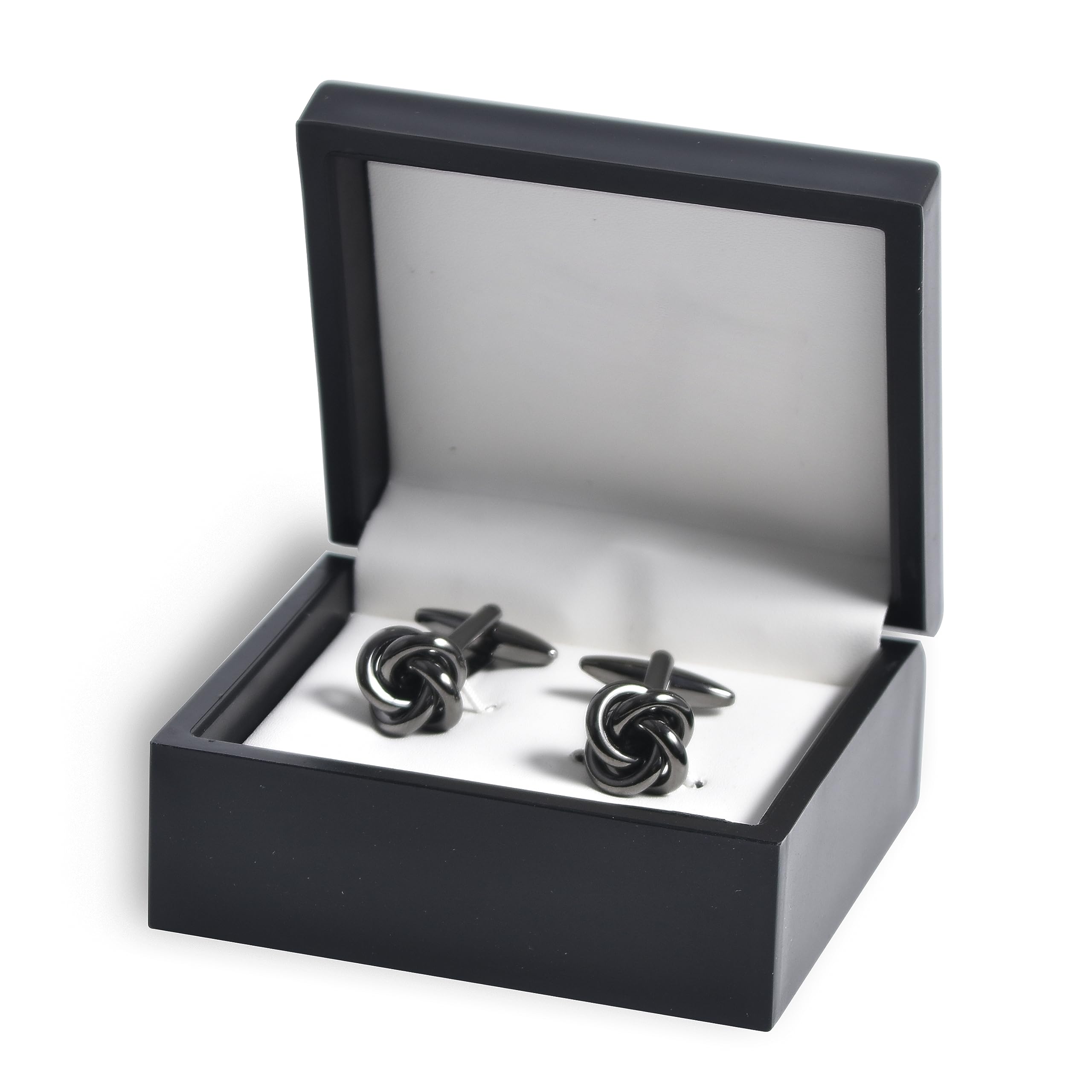 Amelia Entangled Design Black Cufflinks | Circular Black Cufflinks For Men | Black Cufflinks | Formal Cufflinks for Men, std, Metal