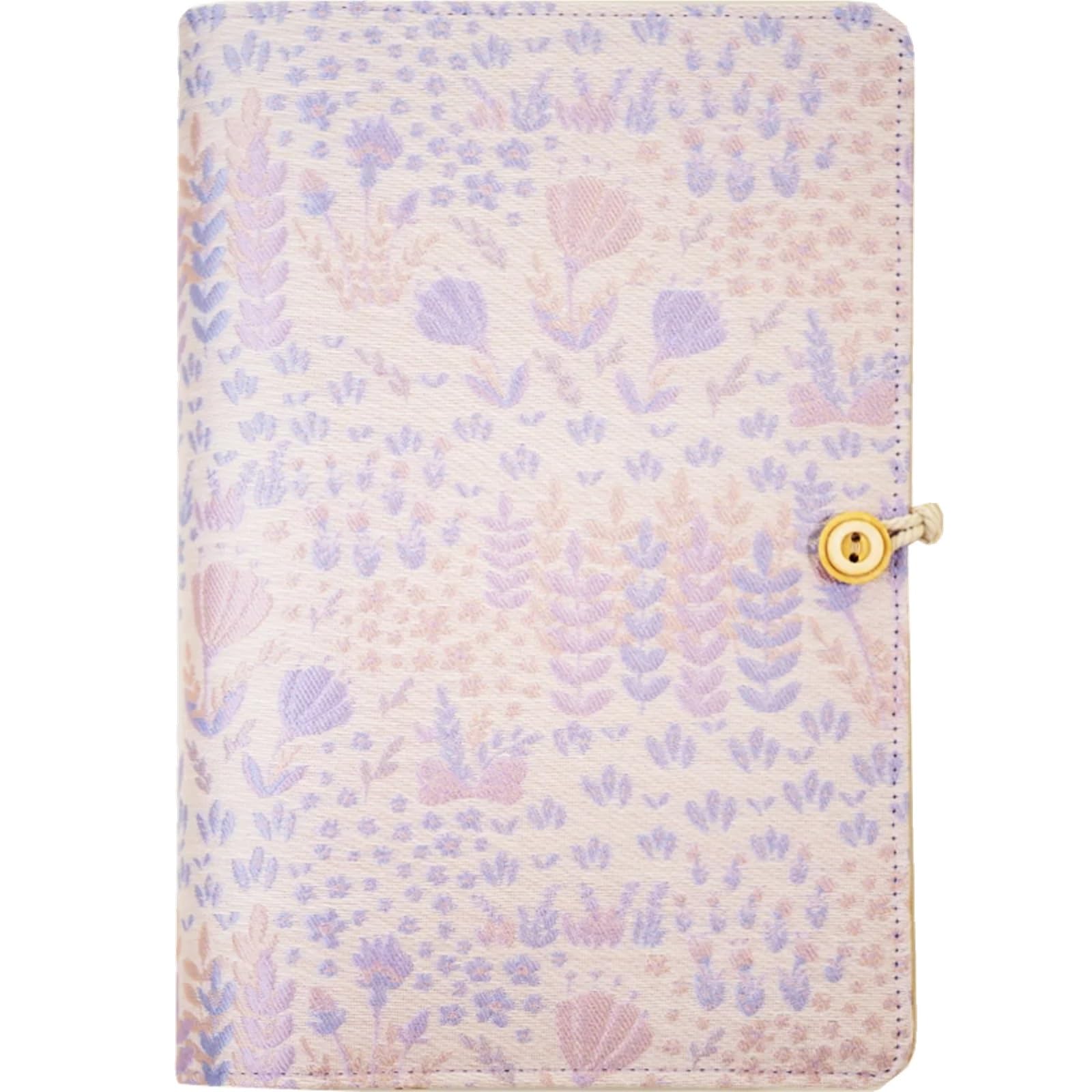Quaderno a fogli mobili in cotone con motivo denso viola, copertina ad anelli, organizer fatto a mano da ragazze(Loose Leaf A6)