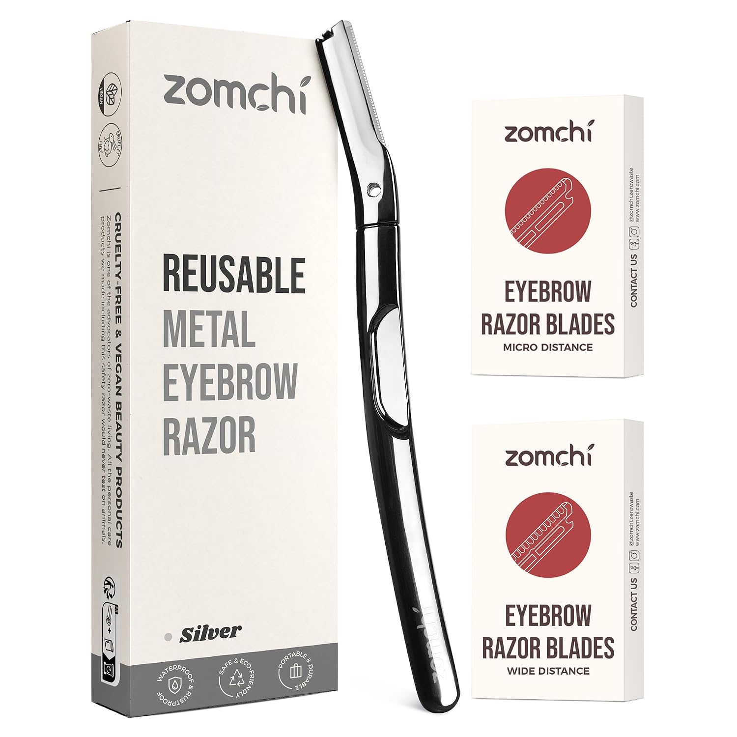 Silver Dermaplaning Razor and 10pcs Wide Blade Refills and 10pcs Micro Blade Refills