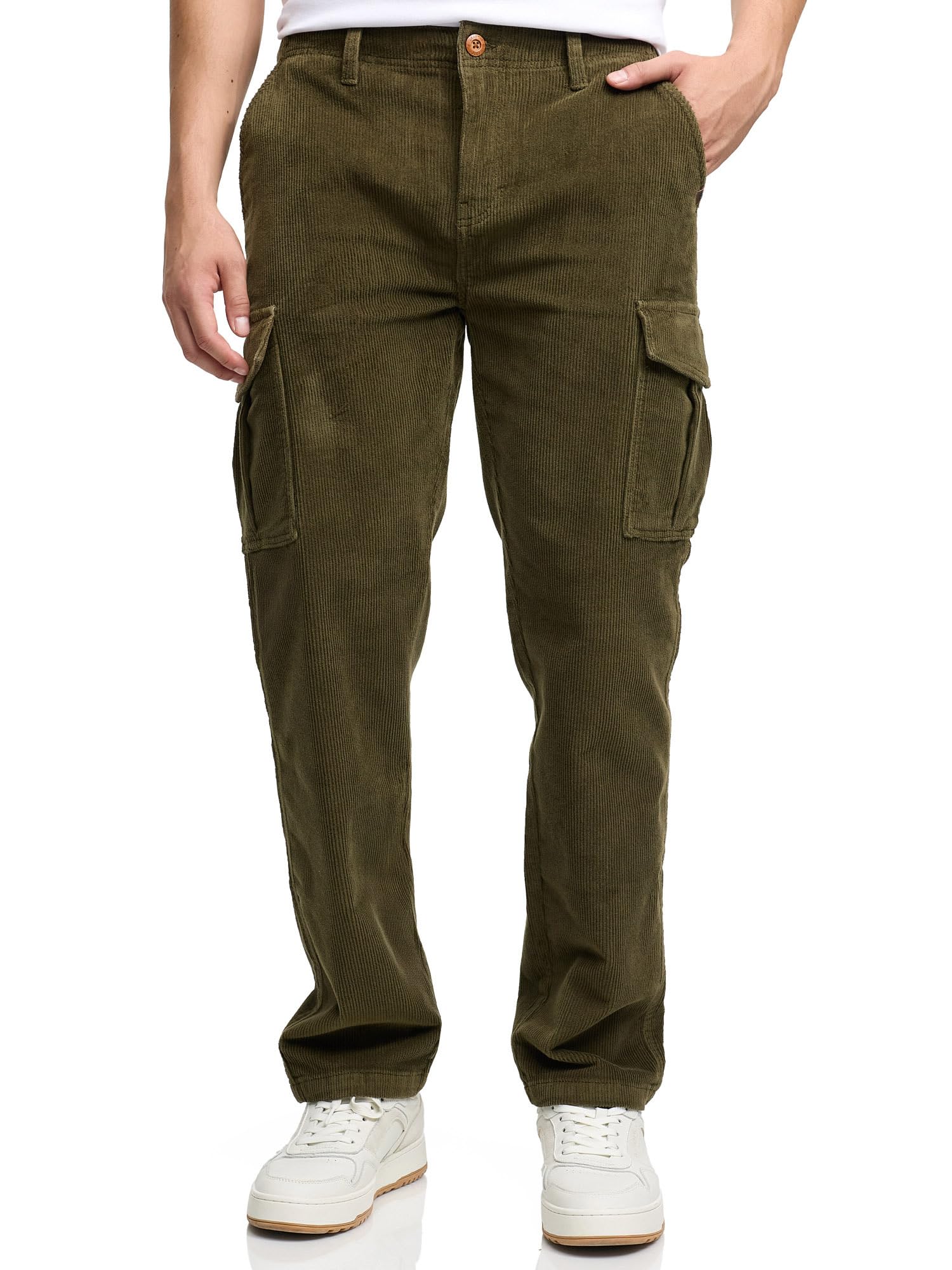 Indicode INJammon - Pantaloni da uomo in velluto a coste elasticizzati, in cotone, per il tempo libero
