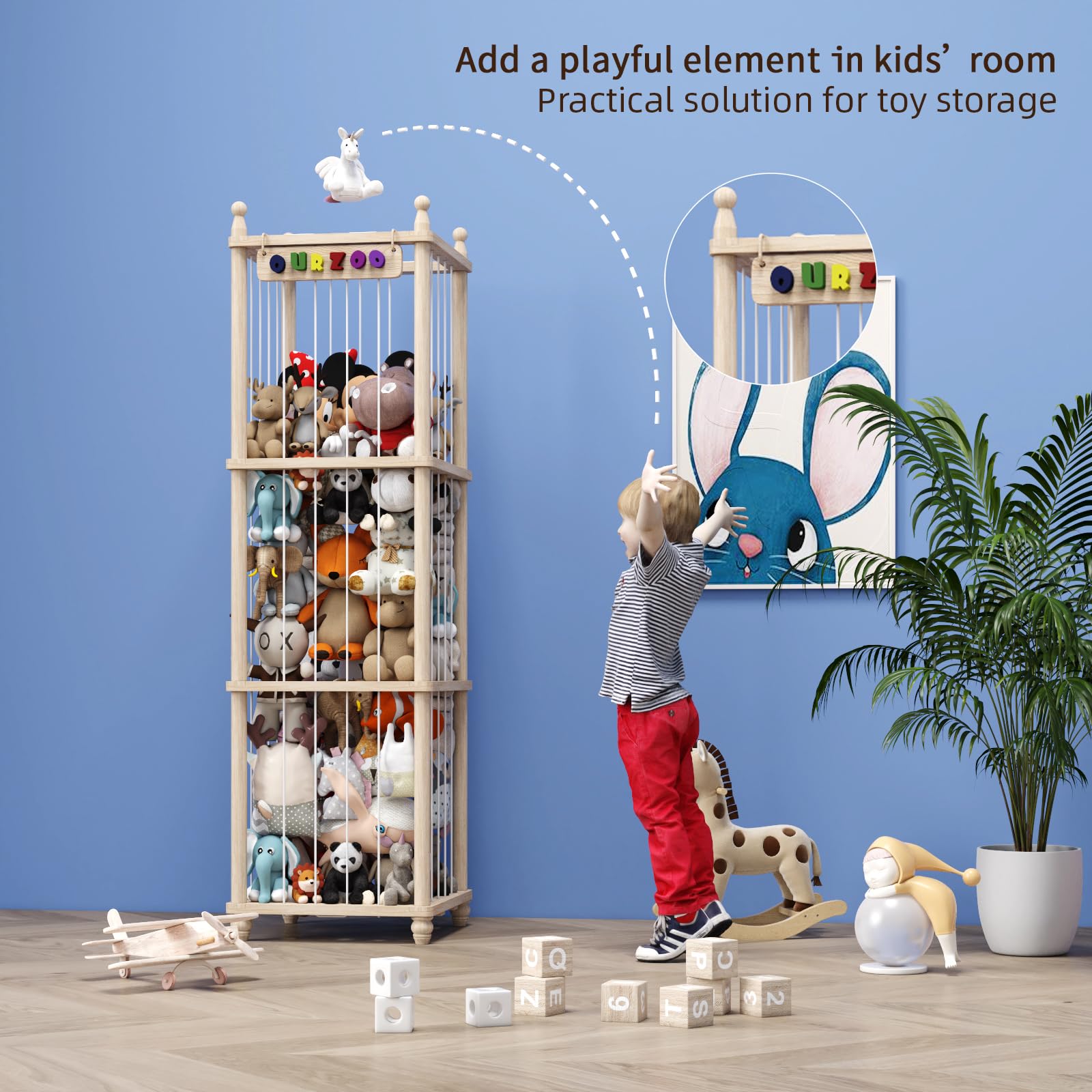 Enovoe Stuffed Animal Hammock - Toy Organizer Net With E-Book, Easy Install, Holds 100+ Toys - View #9