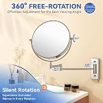 Auxmir 30X/1X Wall Mounted Makeup Mirror, 8" Double-Sided Magnifying Mirror with Tweezers, Bathroom Vanity Makeup Mirror, Cosmetic Mirror with 360° Swivel Extendable Arm, Chrome