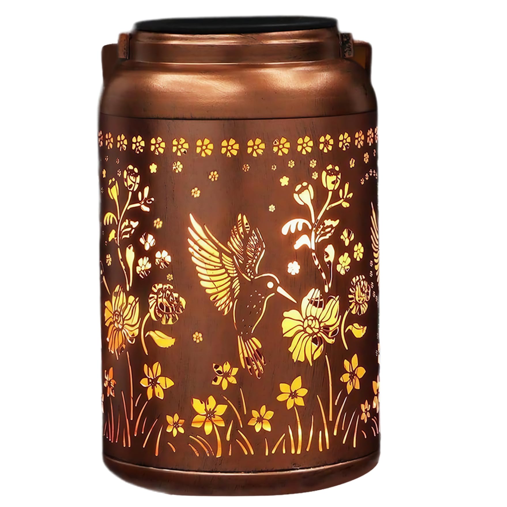 Hummingbird Solar Lantern Waterproof Hanging Copper Solar Lantern Outdoor Hummingbird Garden Decor for Yard, Patio, Backyard, Porch